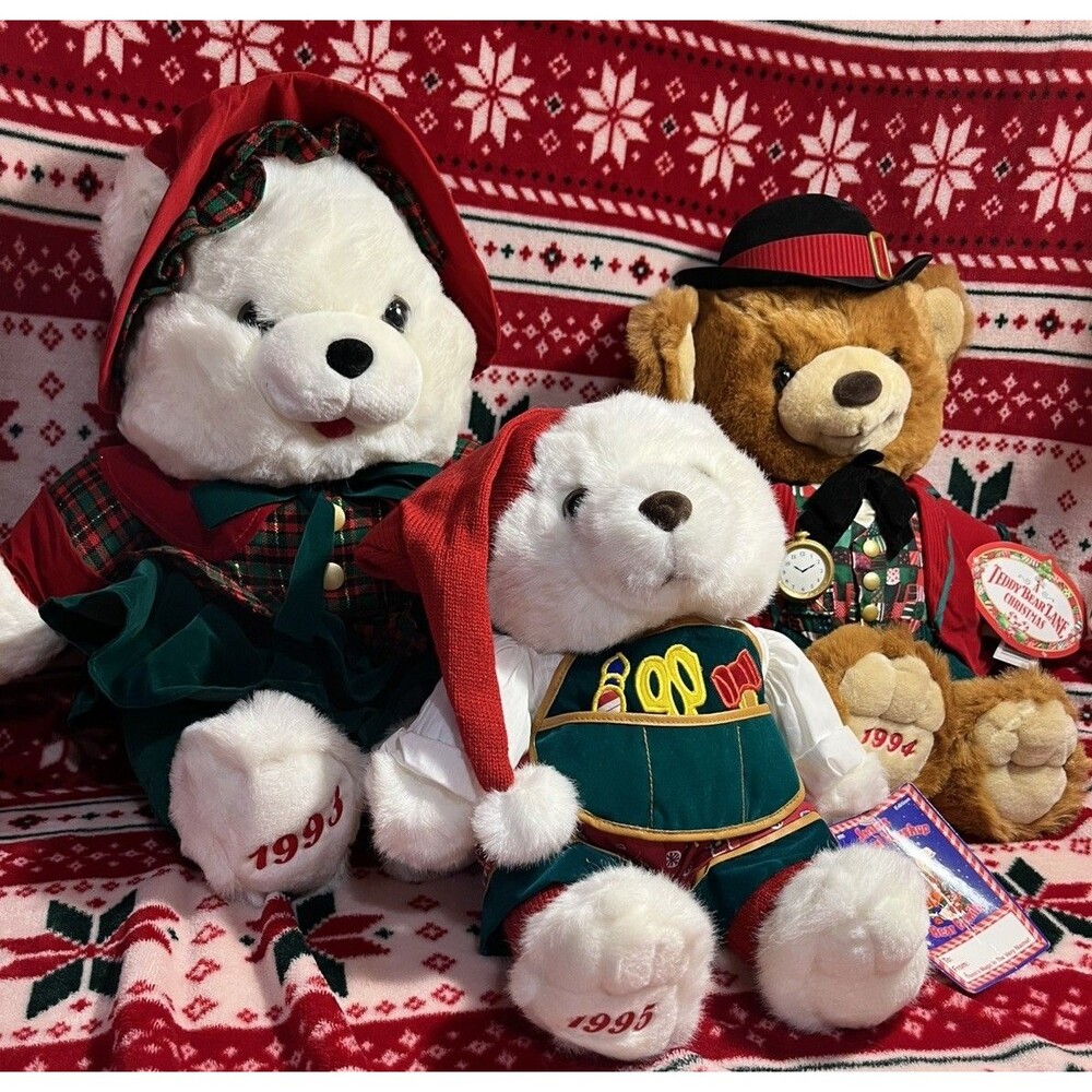 NEW Vintage Kmart CHRISTMAS BEAR Family Teddy Plush Velvet Stuffed 1993, 94, 95 - Picture 3 of 11